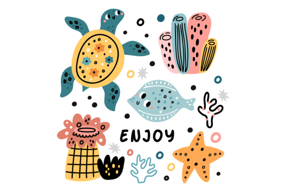Download Enjoy Card with Underwater Fauna. Cute M - Fauna Collection