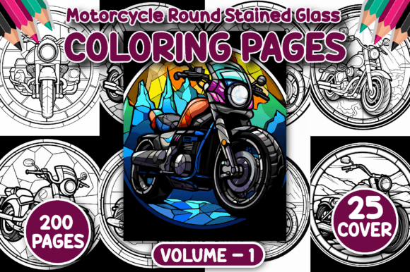 Download 200 Motorcycle Stained Glass Color Page - Motorcycle Collection